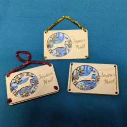 Décoration de Noël en bois - Porte-billet "Joyeux Noël"