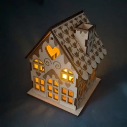 Photophore en bois - Maison pain d’épice