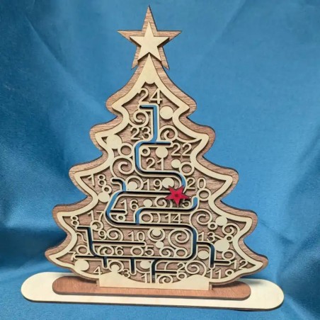 Calendrier de l’Avent en bois - Sapin labyrinthe