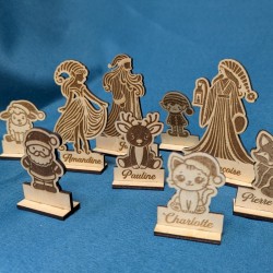 Marque-places de Noël en bois personnalisés